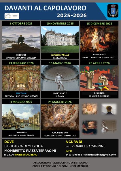 🎨 Rassegna culturale “Davanti al Capolavoro” 2025-2026
