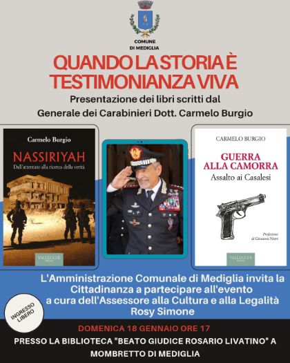 Presentazione di libri con l'autore - Domenica 18 gennaio 2026 presso Biblioteca comunale di Mediglia